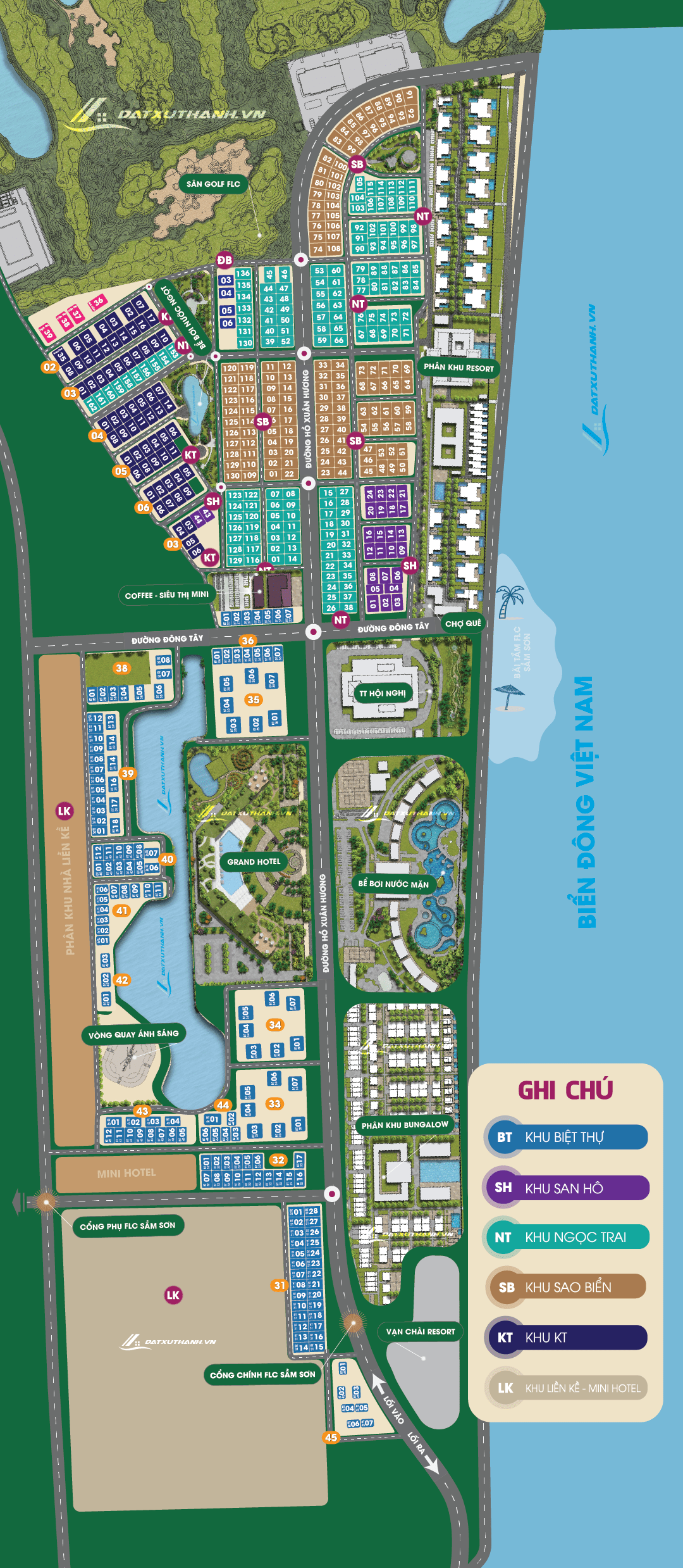 Bản đồ các phân khu Villa FLC Sầm Sơn
